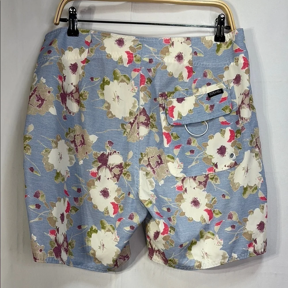 🍩Ezekiel Blue and Pink Board Shorts with Vintage Floral Design